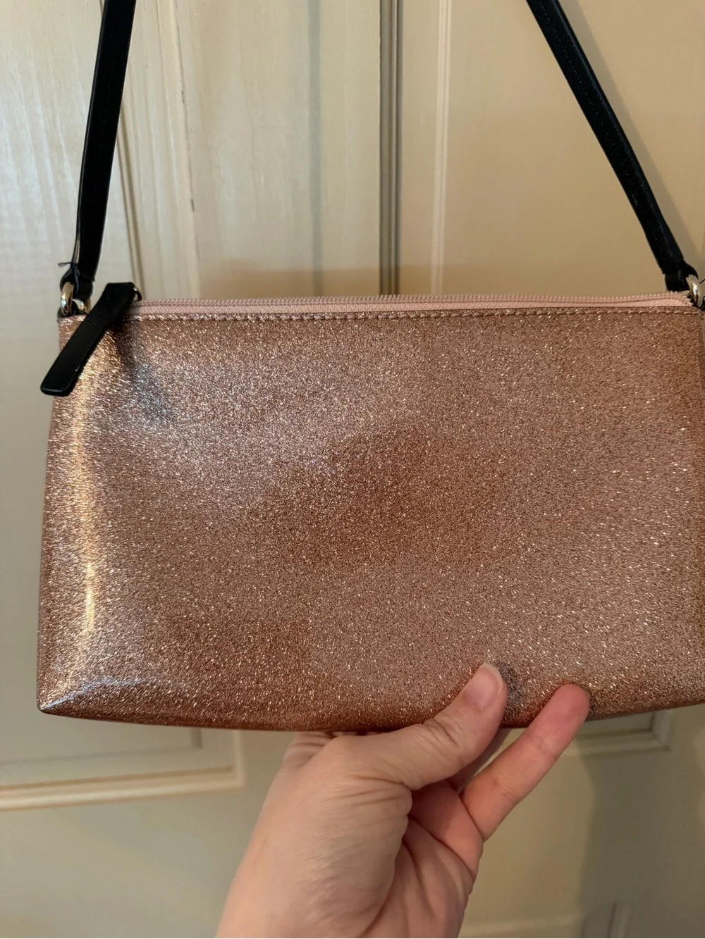 kate spade Glitter Pink Crossbody with Black Bow Accent - Picture 5 of 8